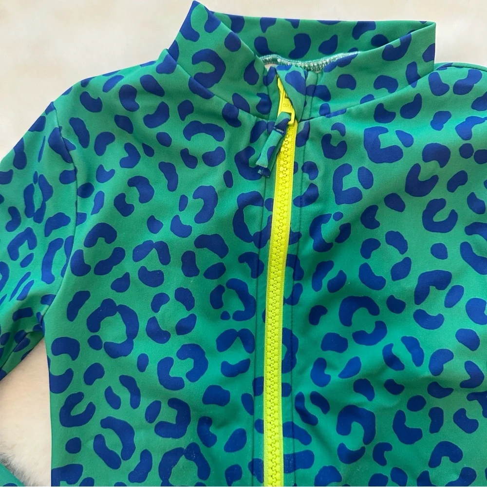 Mini Boden | EUC - Leopard Print Long Sleeve One Piece - Size 5/6 - Zip Front - Picture 3 of 5